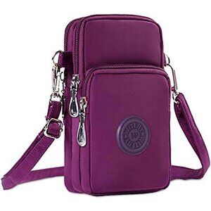 Women's Purple Small Crossbody Waterproof Nylon Purses Mini Shoulder Travel Bag